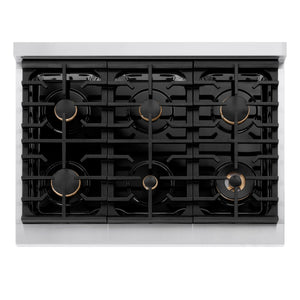 ZLINE - Autograph Edition 36 in. 5.2 cu. ft. Paramount Dual Fuel Range with 6 Burner Gas Cooktop and Electric Convection Oven in Stainless Steel with White Matte Door and Matte Black Accents