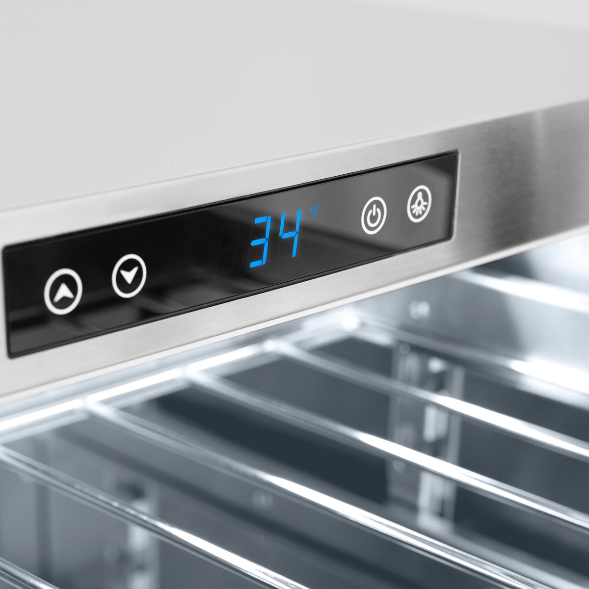 ZLINE - Autograph Edition 24 in. Touchstone 151 Can Beverage Fridge With Stainless Steel Glass Door And Champagne Bronze Handle (RBSOZ-GS-24-CB)