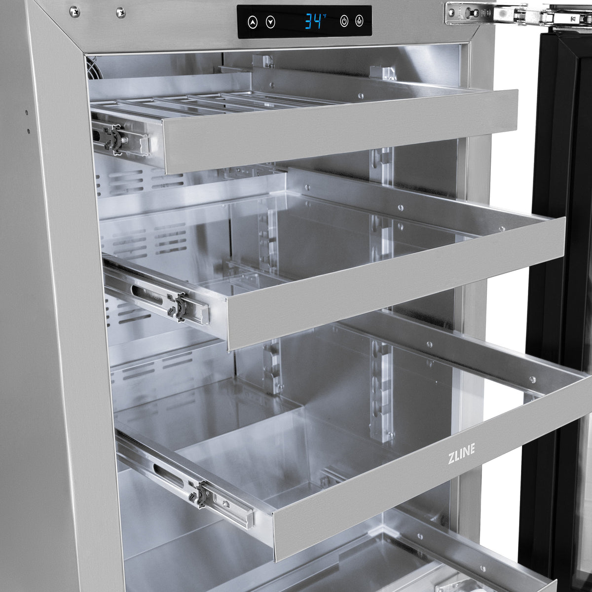 ZLINE - Autograph Edition 24 in. Touchstone 151 Can Beverage Fridge With Stainless Steel Glass Door And Polished Gold Handle (RBSOZ-GS-24-G)