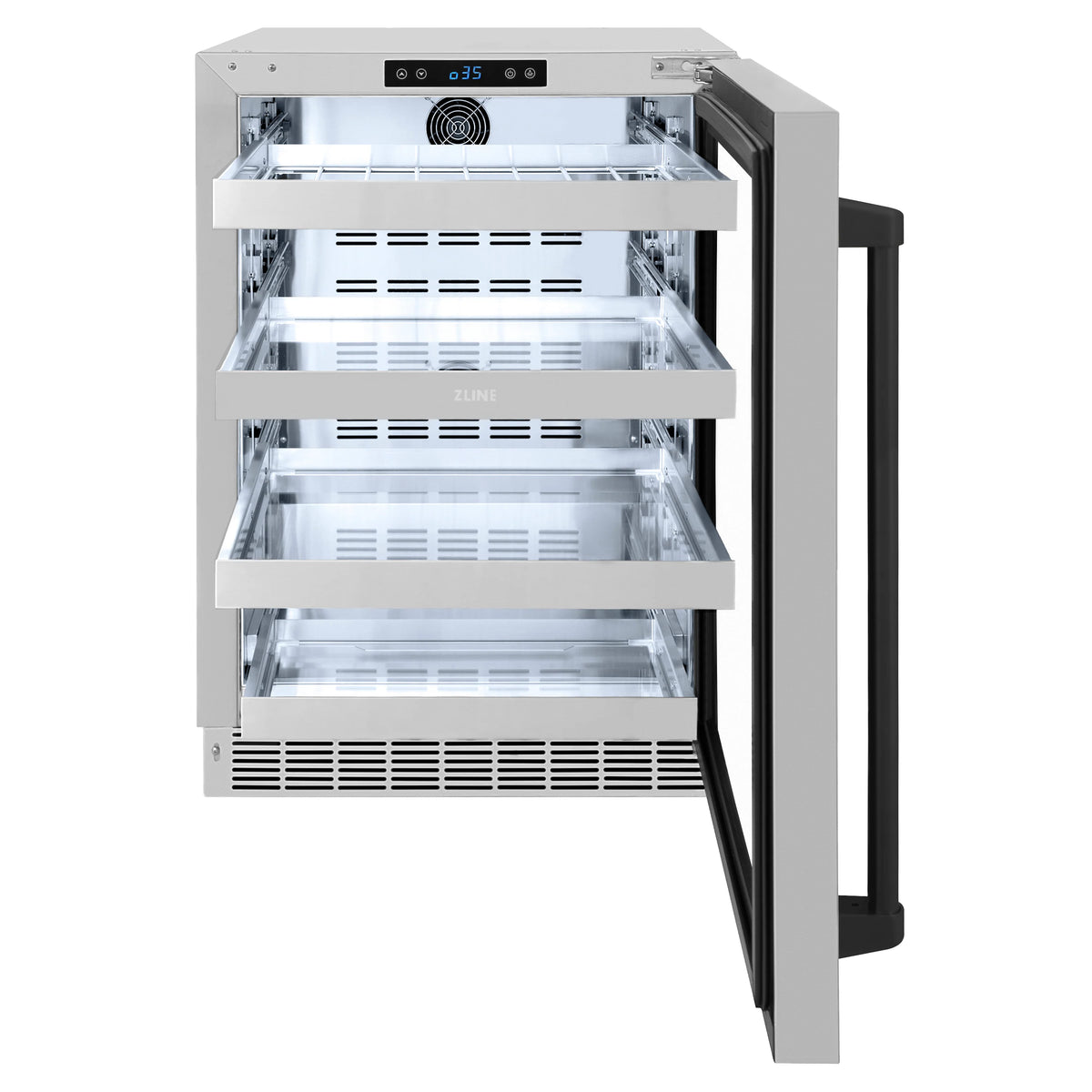 ZLINE - Autograph Edition 24 in. Touchstone 151 Can Beverage Fridge With Stainless Steel Glass Door And Matte Black Handle (RBSOZ-GS-24-MB)