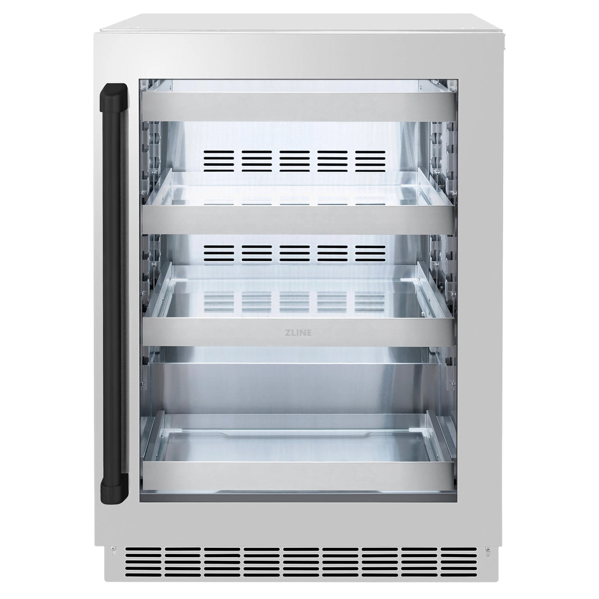 ZLINE - Autograph Edition 24 in. Touchstone 151 Can Beverage Fridge With Stainless Steel Glass Door And Matte Black Handle (RBSOZ-GS-24-MB)