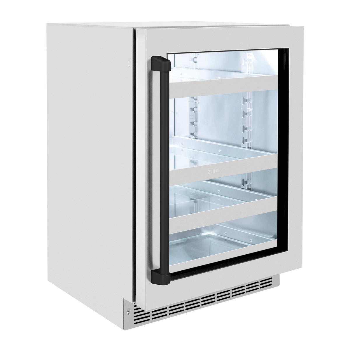 ZLINE - Autograph Edition 24 in. Touchstone 151 Can Beverage Fridge With Stainless Steel Glass Door And Matte Black Handle (RBSOZ-GS-24-MB)