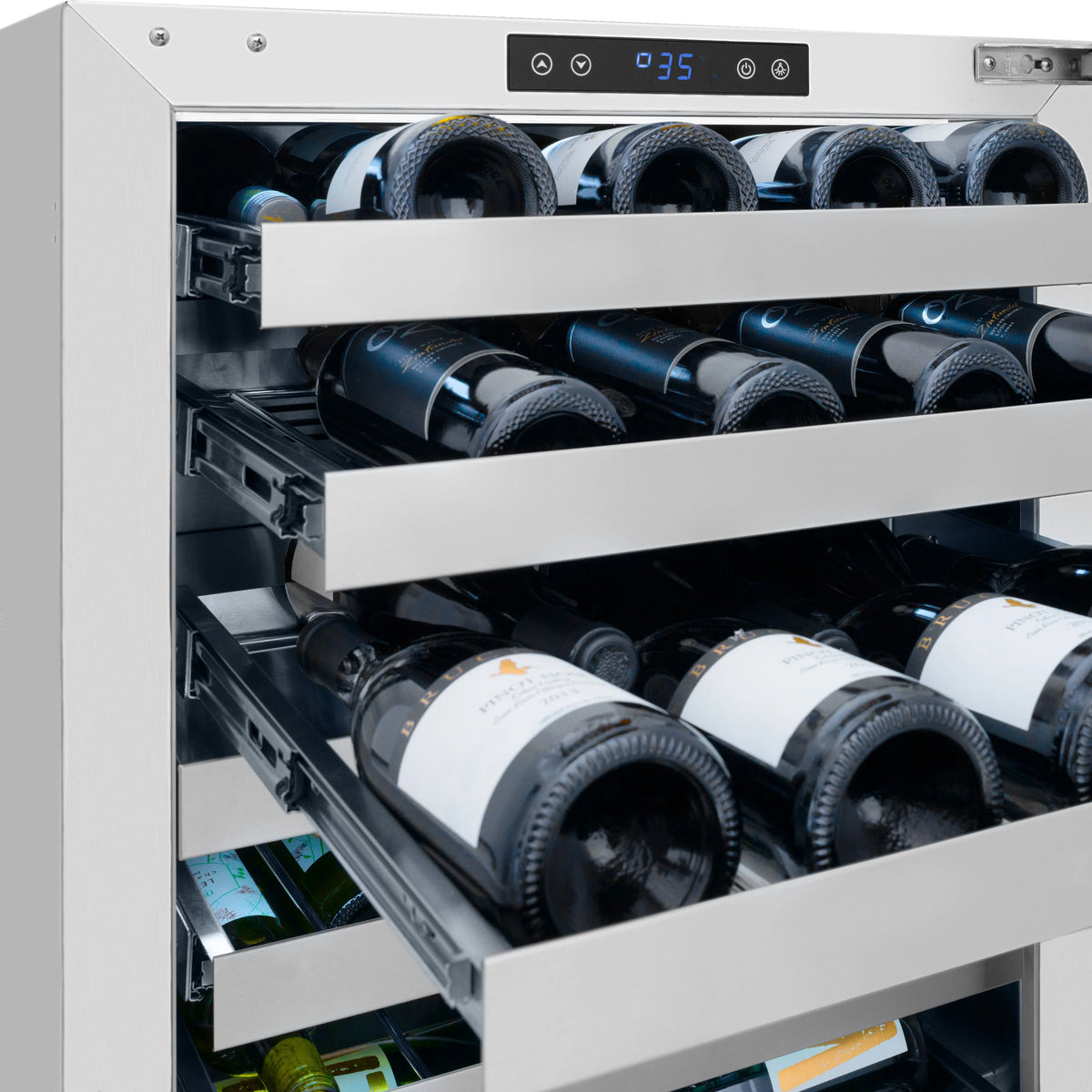 ZLINE - Autograph Edition 24 in. Touchstone Dual Zone 44 Bottle Wine Cooler With Stainless Steel Glass Door And Polished Gold Handle (RWDOZ-GS-24-G)