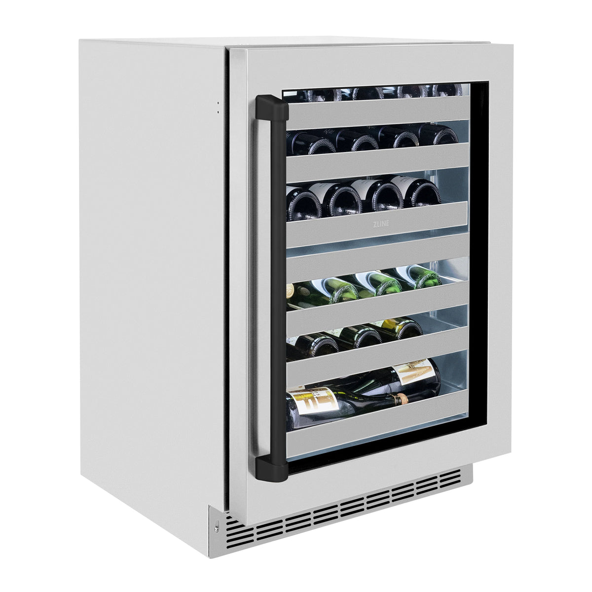 ZLINE - Autograph Edition 24 in. Touchstone Dual Zone 44 Bottle Wine Cooler With Stainless Steel Glass Door And Matte Black Handle (RWDOZ-GS-24-MB)