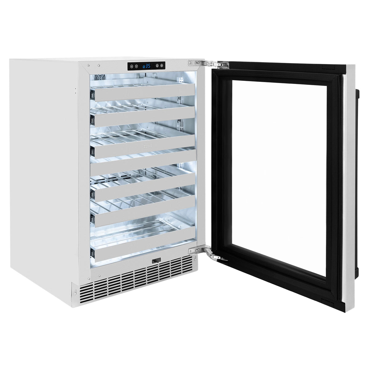 ZLINE - Autograph Edition 24 in. Touchstone Dual Zone 44 Bottle Wine Cooler With Stainless Steel Glass Door And Matte Black Handle (RWDOZ-GS-24-MB)