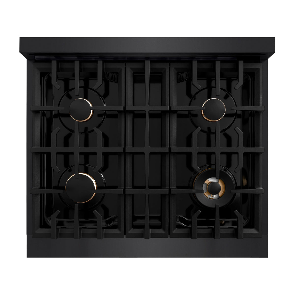 ZLINE - Autograph Edition 30 in. 4.2 cu. ft. Select Gas Range with 4 Burner Cooktop and Convection Gas Oven in Black Stainless Steel and Champagne Bronze Accents