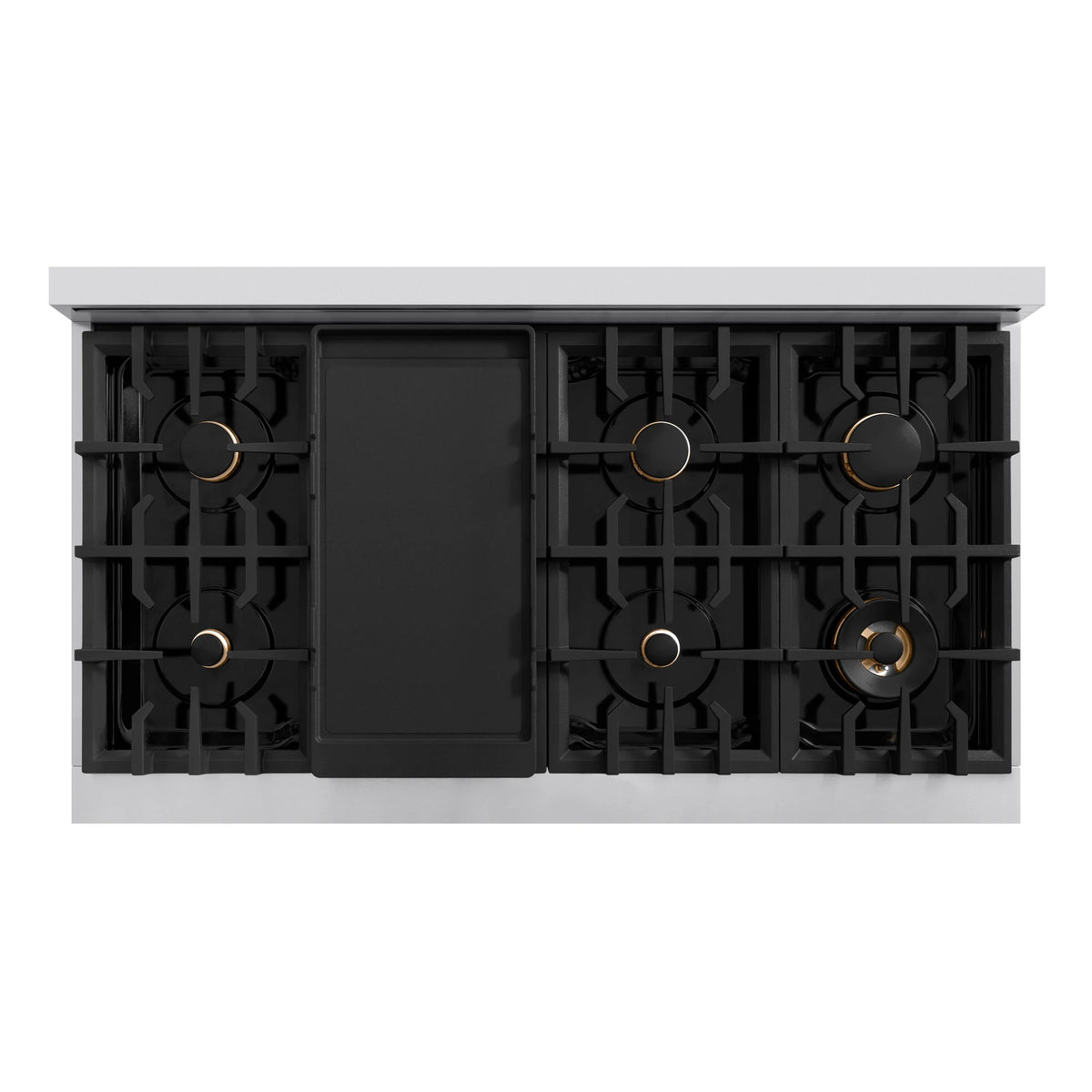 ZLINE - Autograph Edition 48 in. 6.7 cu. ft. Select Double Oven Dual Fuel Range with 8 Burner Gas Cooktop in Stainless Steel and Polished Gold Accents