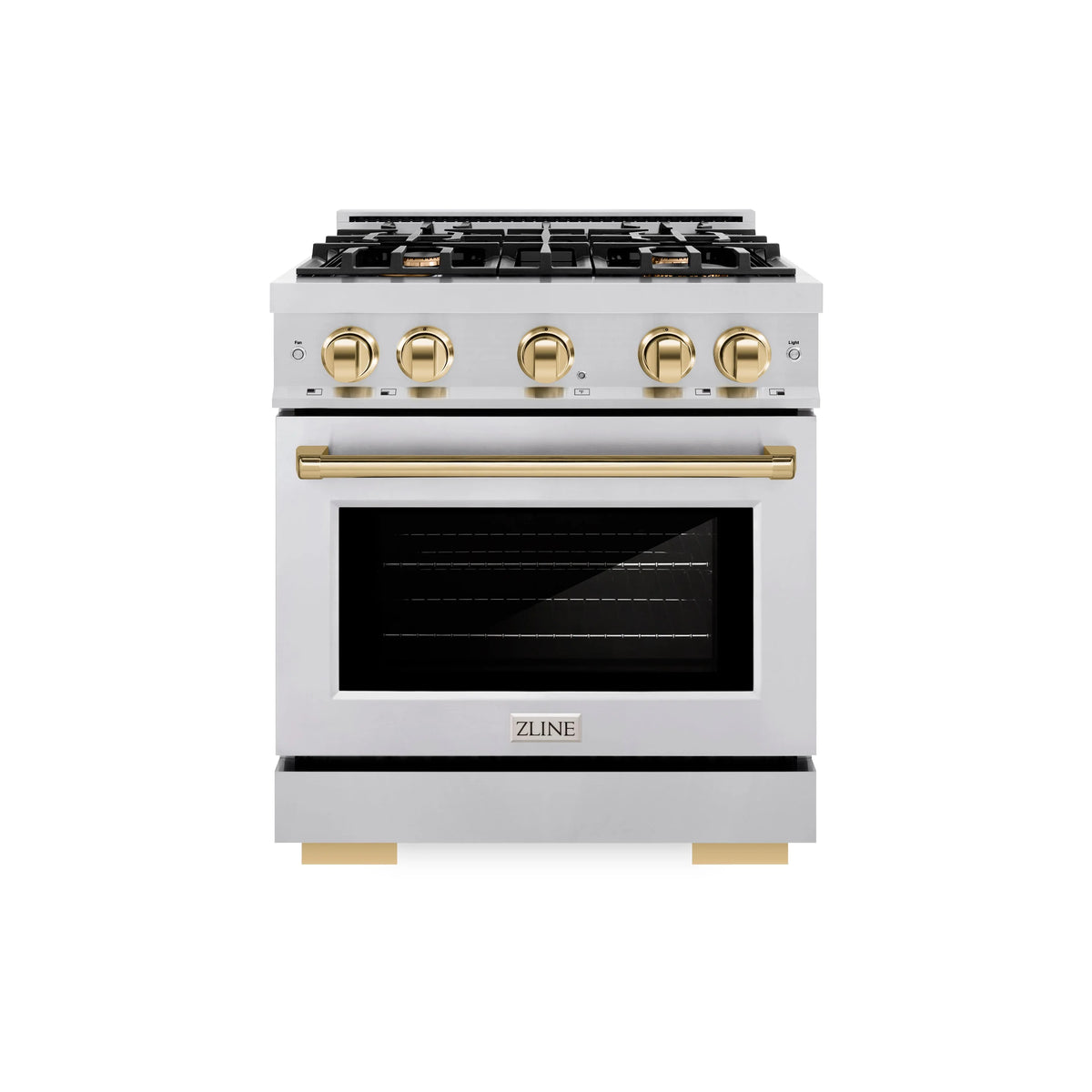 ZLINE - Autograph Edition 30 in. 4.2 cu. ft. Select Gas Range with 4 Burner Cooktop and Convection Gas Oven in Stainless Steel and Polished Gold Accents