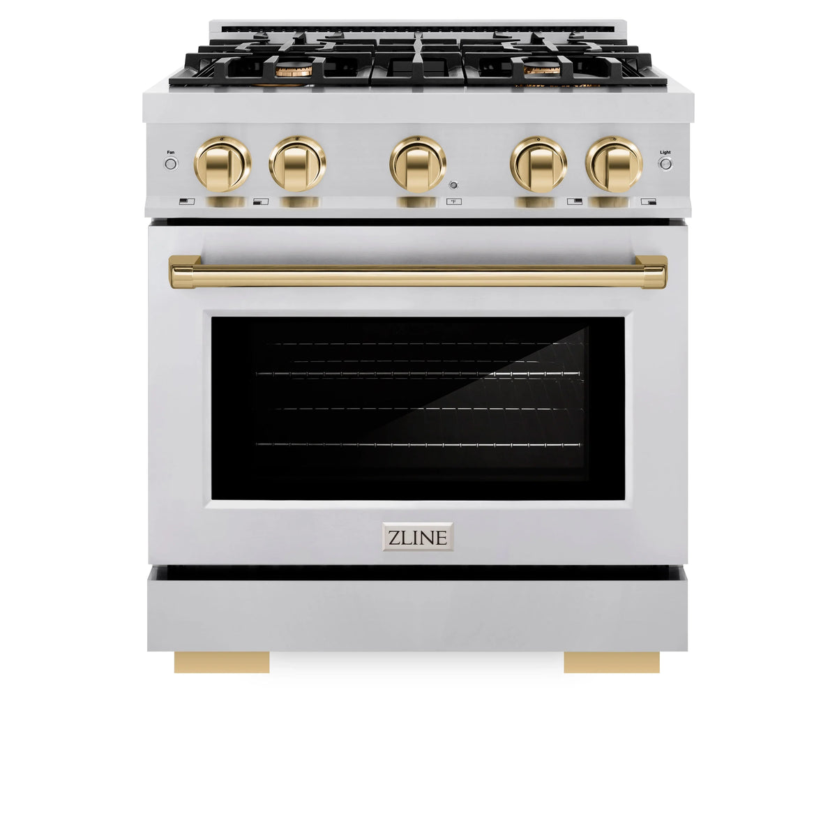 ZLINE - Autograph Edition 30 in. 4.2 cu. ft. Select Gas Range with 4 Burner Cooktop and Convection Gas Oven in Stainless Steel and Polished Gold Accents