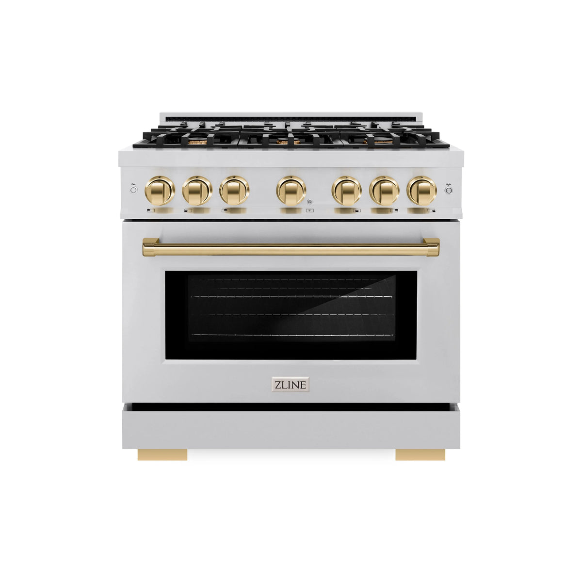 ZLINE - Autograph Edition 36 in. 5.2 cu. ft. Select Gas Range with 6 Burner Cooktop and Convection Gas Oven in Stainless Steel and Polished Gold Accents