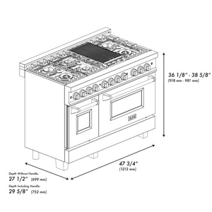 ZLINE - Autograph Edition 48 in. 6.0 cu. ft. Legacy Dual Fuel Range with 7 Burner Gas Cooktop and 2 Electric Ovens in Stainless Steel and Champagne Bronze Accents
