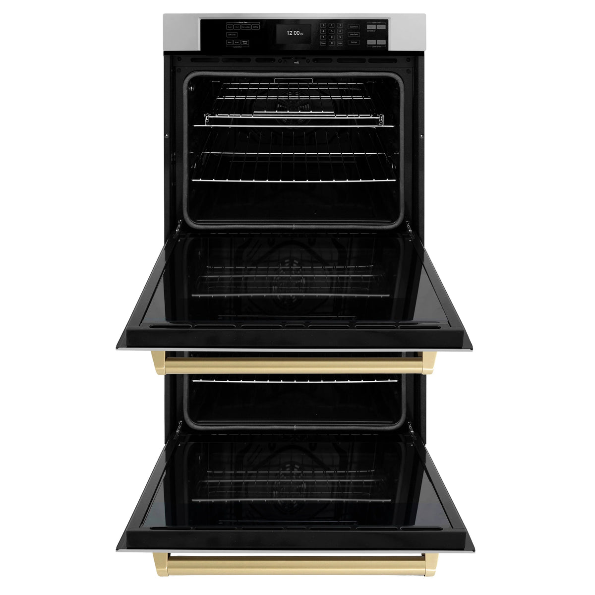 ZLINE - 30 in. Autograph Edition Professional True Convection Double Wall Oven with Air Fry and Self Clean in Stainless Steel with Champagne Bronze Handles