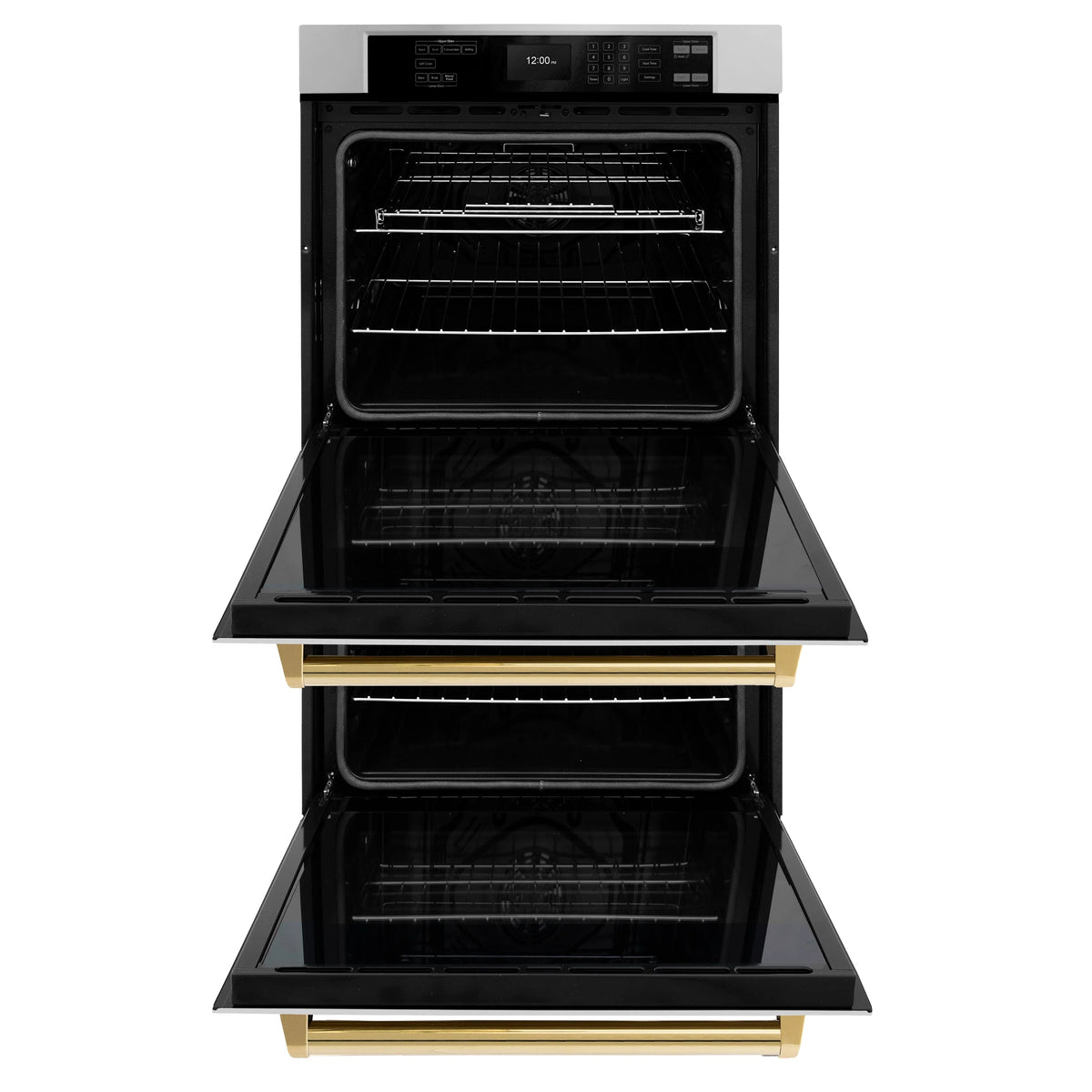 ZLINE - 30 in. Autograph Edition Professional True Convection Double Wall Oven with Air Fry and Self Clean in Stainless Steel with Polished Gold Handles
