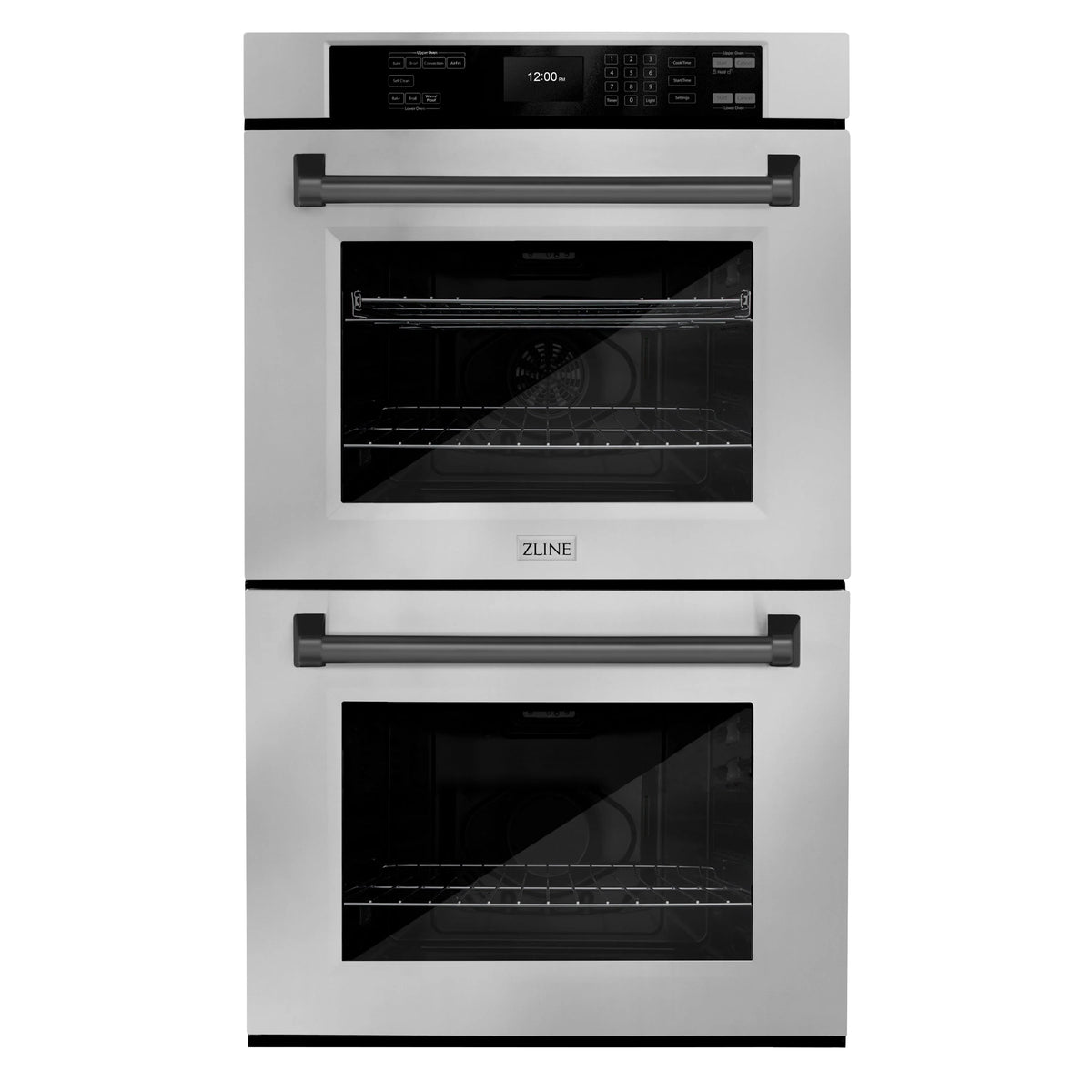 ZLINE - 30 in. Autograph Edition Professional True Convection Double Wall Oven with Air Fry and Self Clean in Stainless Steel with Matte Black Handles