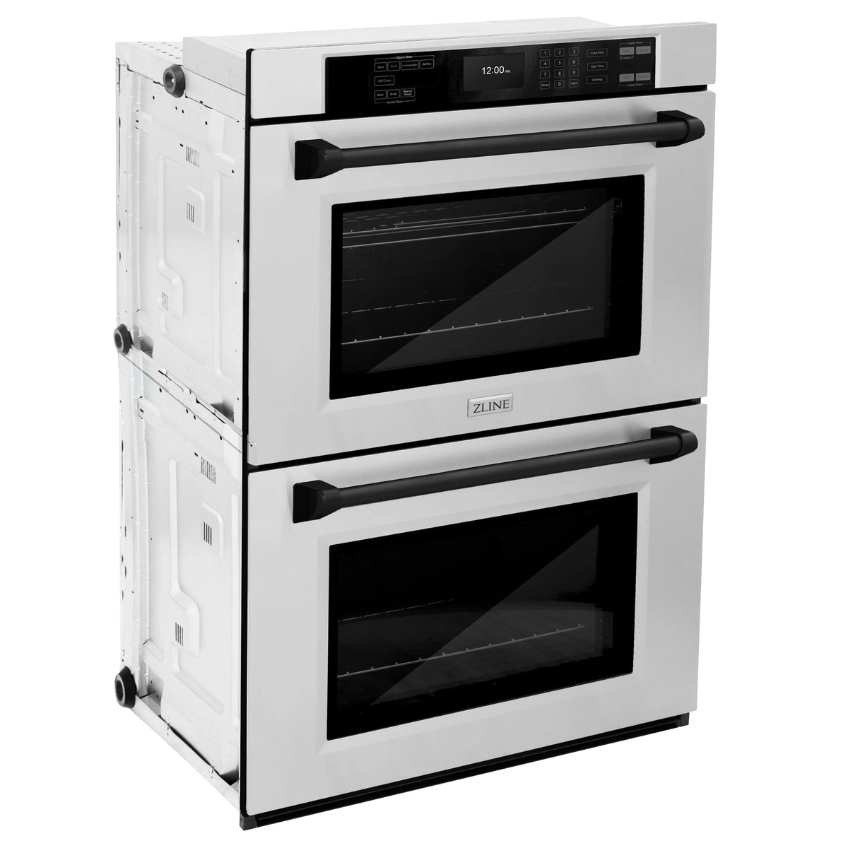 ZLINE - 30 in. Autograph Edition Professional True Convection Double Wall Oven with Air Fry and Self Clean in Stainless Steel with Matte Black Handles