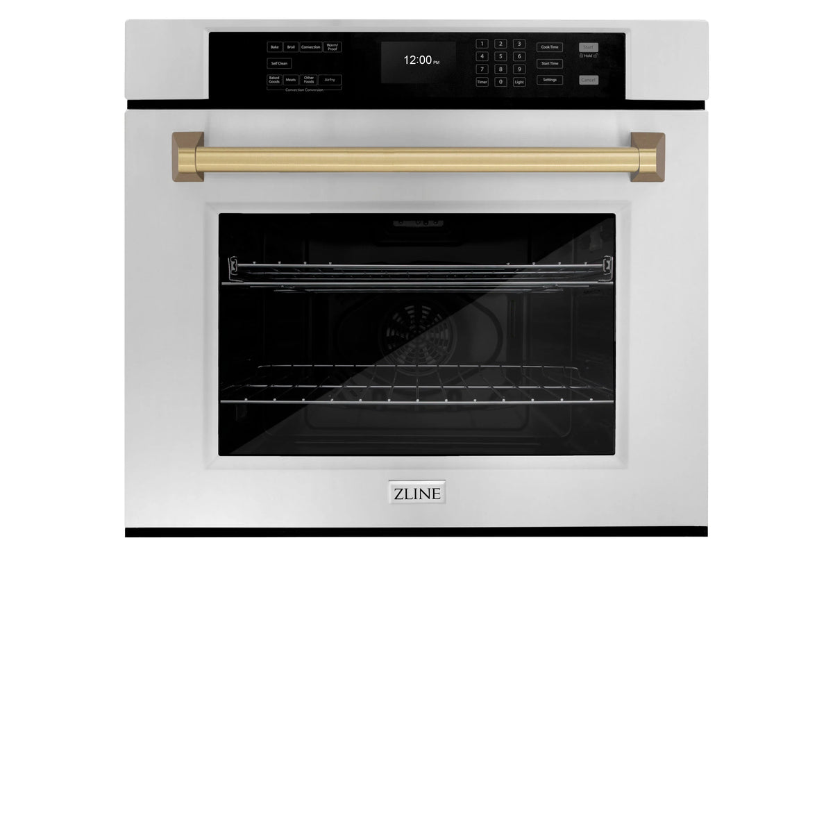 ZLINE - 30 in. Autograph Edition Professional True Convection Single Wall Oven with Air Fry and Self Clean in Stainless Steel with Champagne Bronze Handle