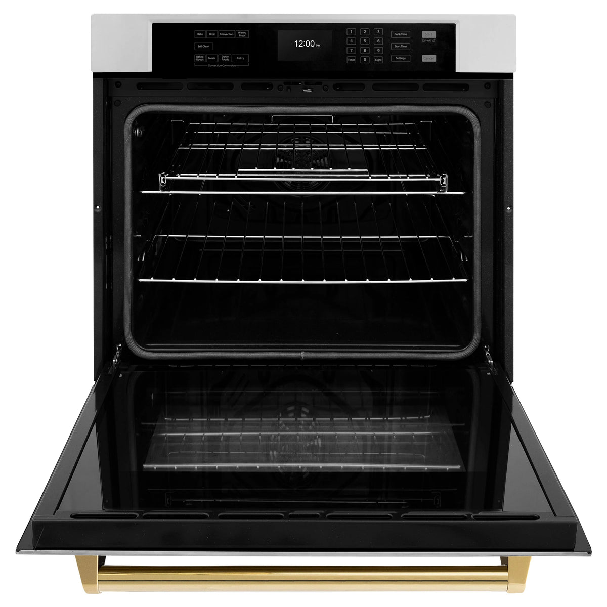 ZLINE - 30 in. Autograph Edition Professional True Convection Single Wall Oven with Air Fry and Self Clean in Stainless Steel with Polished Gold Handle (WASZ-30-G)
