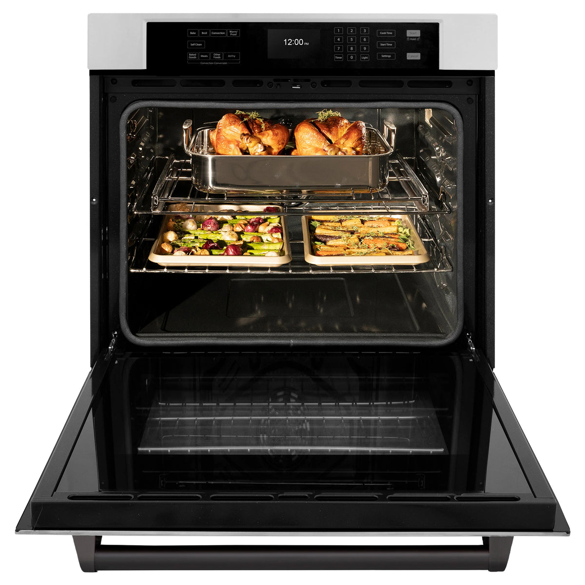 ZLINE - 30 in. Autograph Edition Professional True Convection Single Wall Oven with Air Fry and Self Clean in Stainless Steel with Matte Black Handle