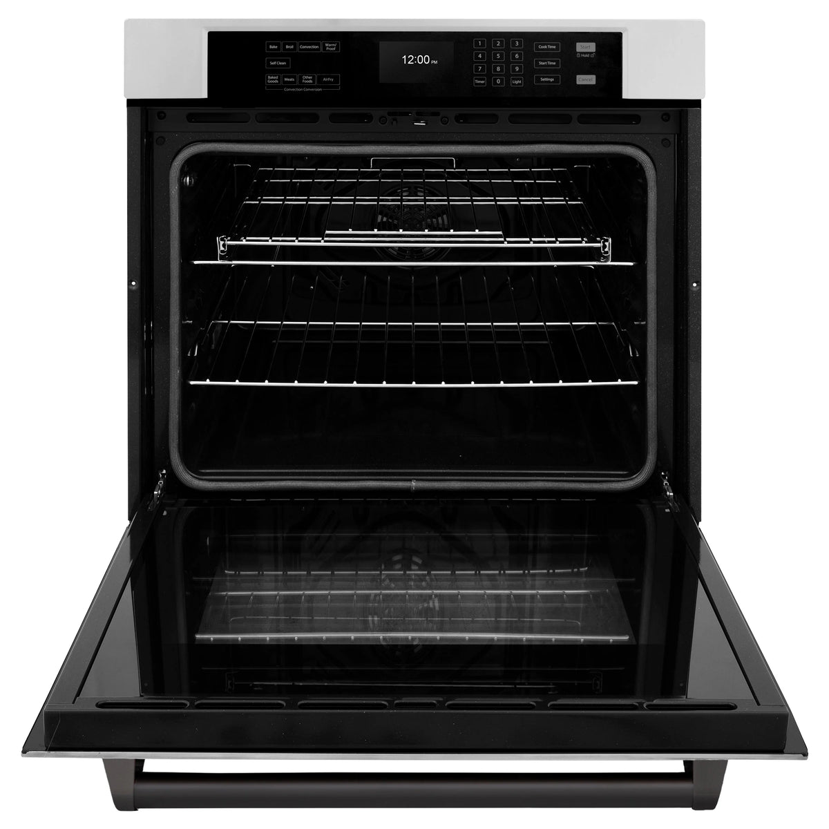 ZLINE - 30 in. Autograph Edition Professional True Convection Single Wall Oven with Air Fry and Self Clean in Stainless Steel with Matte Black Handle