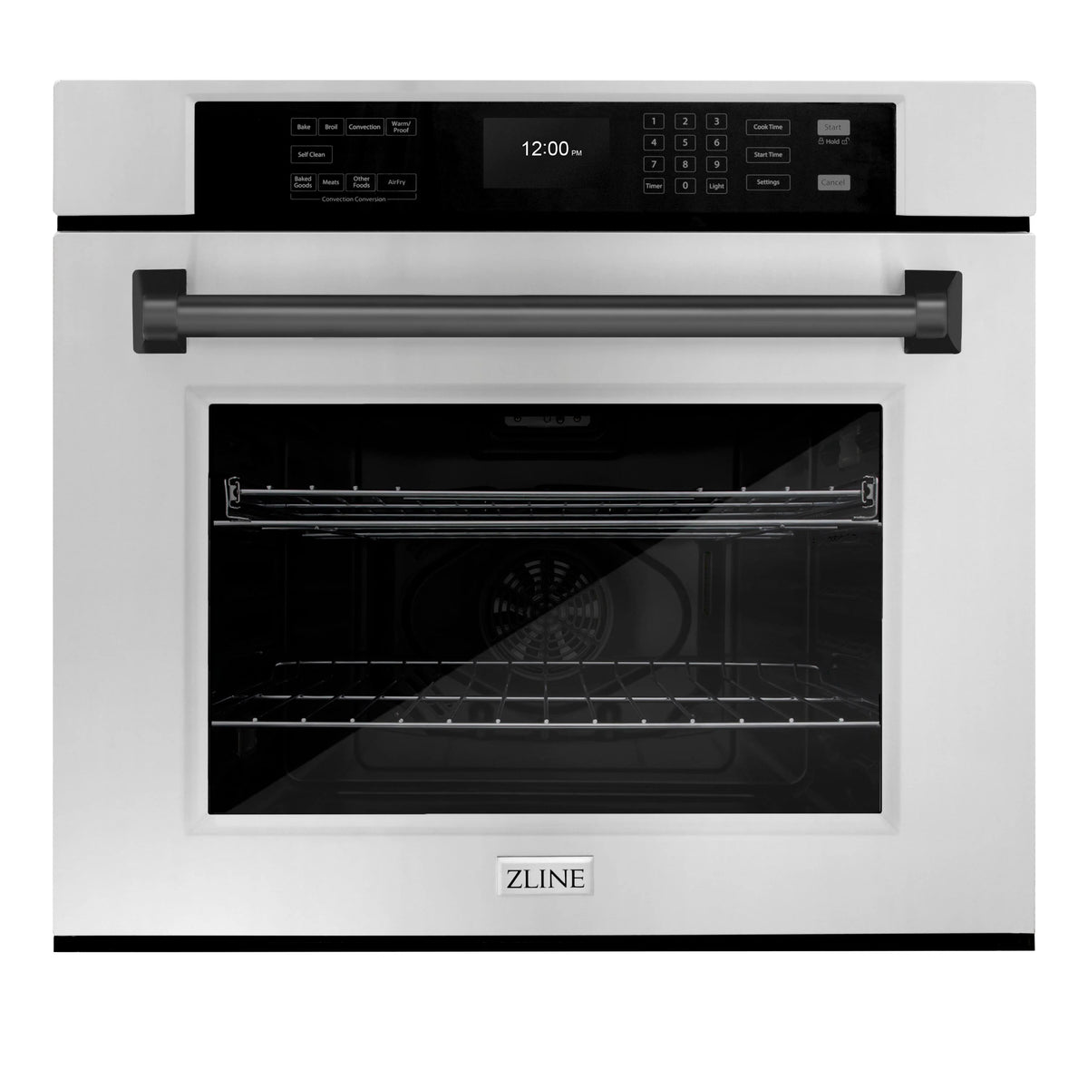 ZLINE - 30 in. Autograph Edition Professional True Convection Single Wall Oven with Air Fry and Self Clean in Stainless Steel with Matte Black Handle