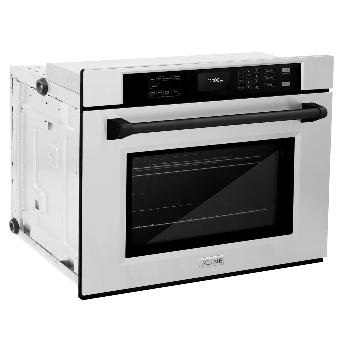 ZLINE - 30 in. Autograph Edition Professional True Convection Single Wall Oven with Air Fry and Self Clean in Stainless Steel with Matte Black Handle