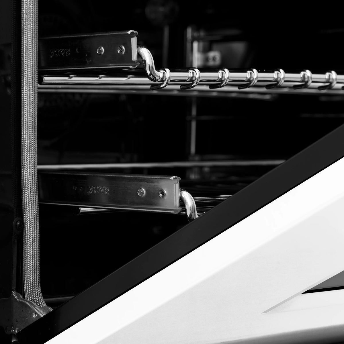 ZLINE - Autograph Edition 30 in. 4.0 cu. ft. Legacy Dual Fuel Range with 4 Burner Gas Cooktop and Electric Convection Oven in Stainless Steel with White Matte Door and Champagne Bronze Accents