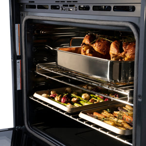 ZLINE - 30 in. Autograph Edition Professional True Convection Single Wall Oven with Air Fry and Self Clean in Stainless Steel with White Matte Door and Polished Gold Handle