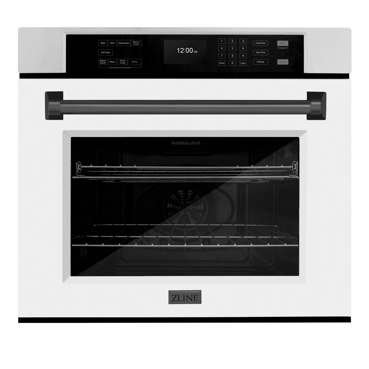 ZLINE - 30 in. Autograph Edition Professional True Convection Single Wall Oven with Air Fry and Self Clean in Stainless Steel with White Matte Door and Matte Black Handle