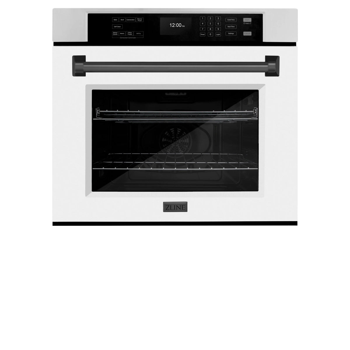 ZLINE - 30 in. Autograph Edition Professional True Convection Single Wall Oven with Air Fry and Self Clean in Stainless Steel with White Matte Door and Matte Black Handle