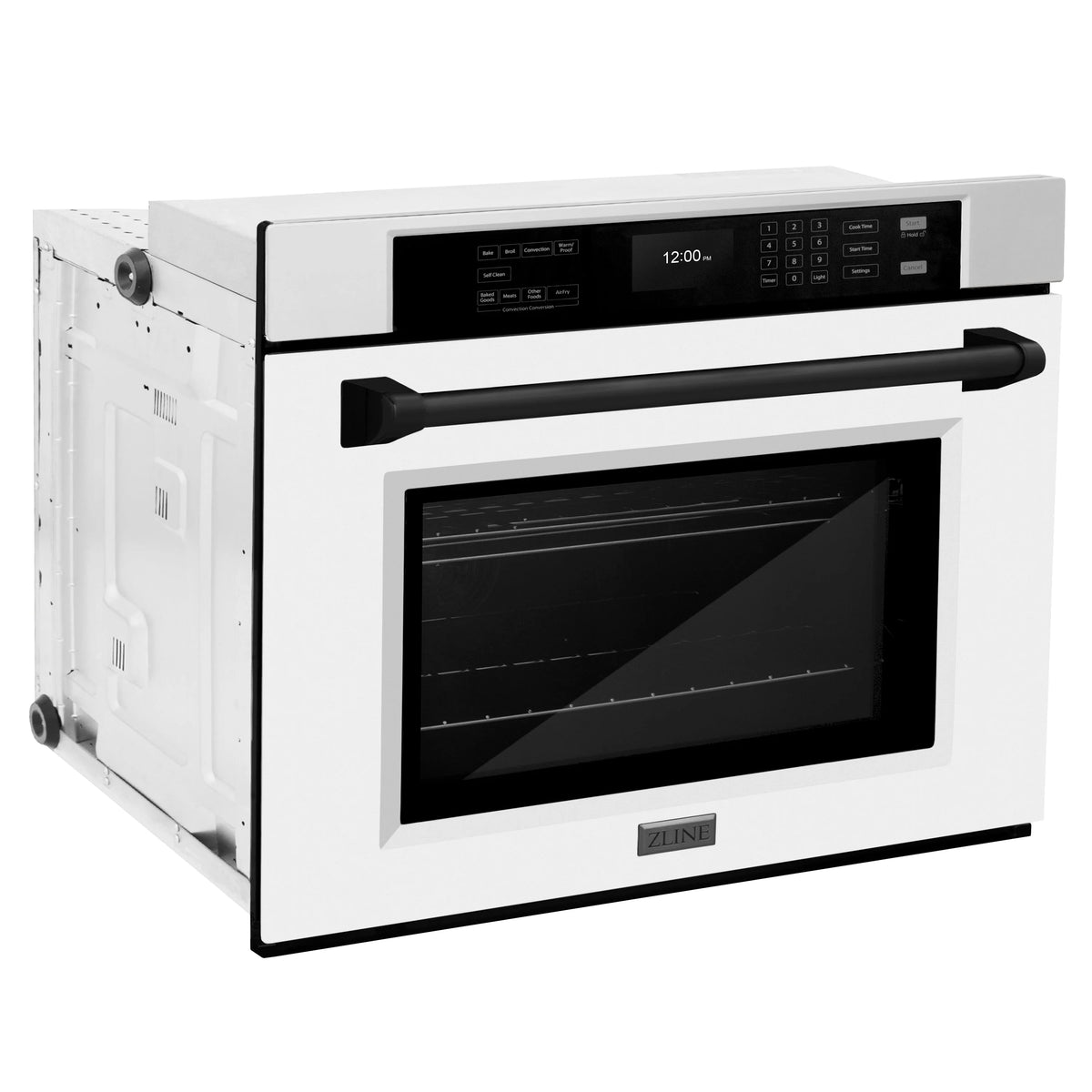 ZLINE - 30 in. Autograph Edition Professional True Convection Single Wall Oven with Air Fry and Self Clean in Stainless Steel with White Matte Door and Matte Black Handle