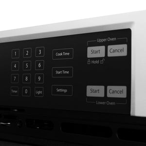 ZLINE - 30 in. Autograph Edition Professional True Convection Double Wall Oven with Air Fry and Self Clean in Stainless Steel with White Matte Doors and Champagne Bronze Handles