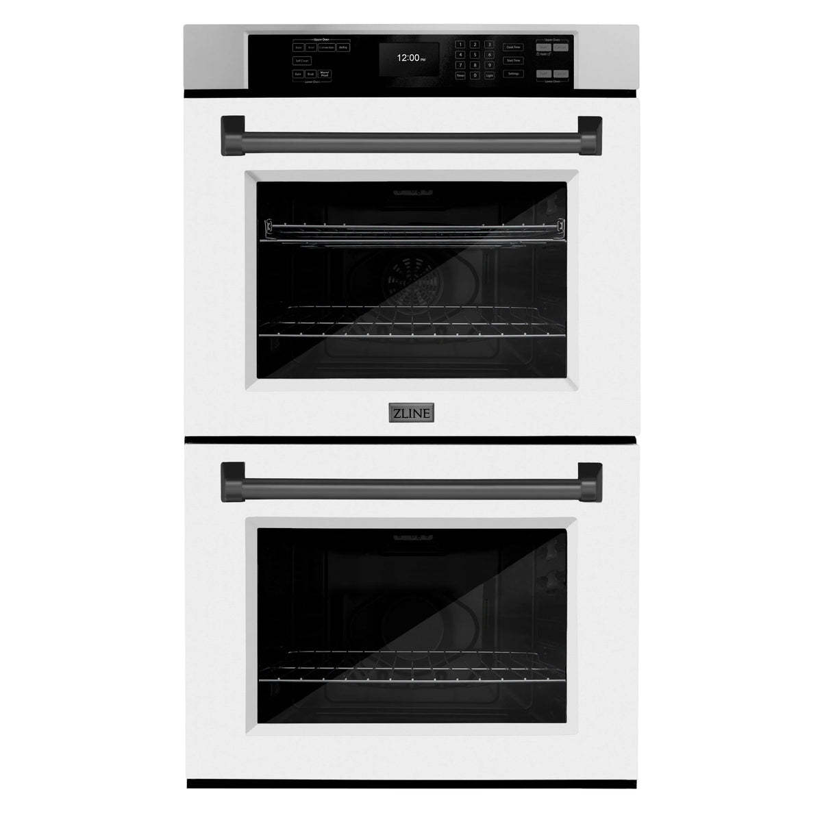 ZLINE - 30 in. Autograph Edition Professional True Convection Double Wall Oven with Air Fry and Self Clean in Stainless Steel with White Matte Doors and Matte Black Handles