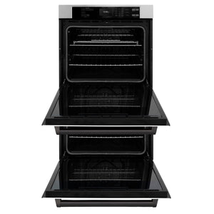 ZLINE - 30 in. Autograph Edition Professional True Convection Double Wall Oven with Air Fry and Self Clean in Stainless Steel with White Matte Doors and Matte Black Handles