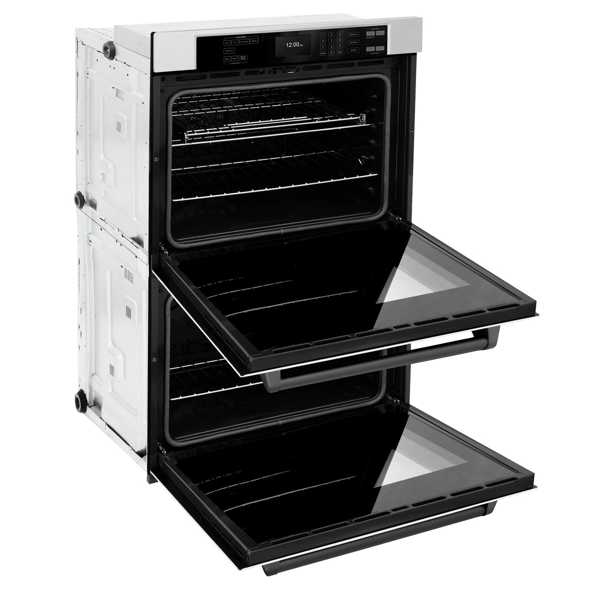 ZLINE - 30 in. Autograph Edition Professional True Convection Double Wall Oven with Air Fry and Self Clean in Stainless Steel with White Matte Doors and Matte Black Handles