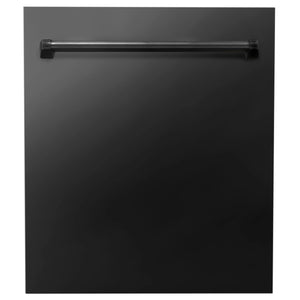 ZLINE 24 in. Black Stainless Top Control Dishwasher with Stainless Steel Tub and Traditional Style Handle, 52dBa