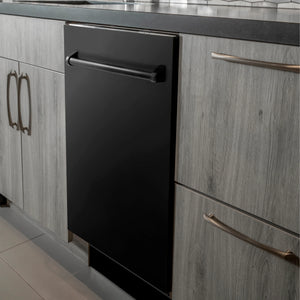 ZLINE 24 in. Black Stainless Top Control Dishwasher with Stainless Steel Tub and Traditional Style Handle, 52dBa
