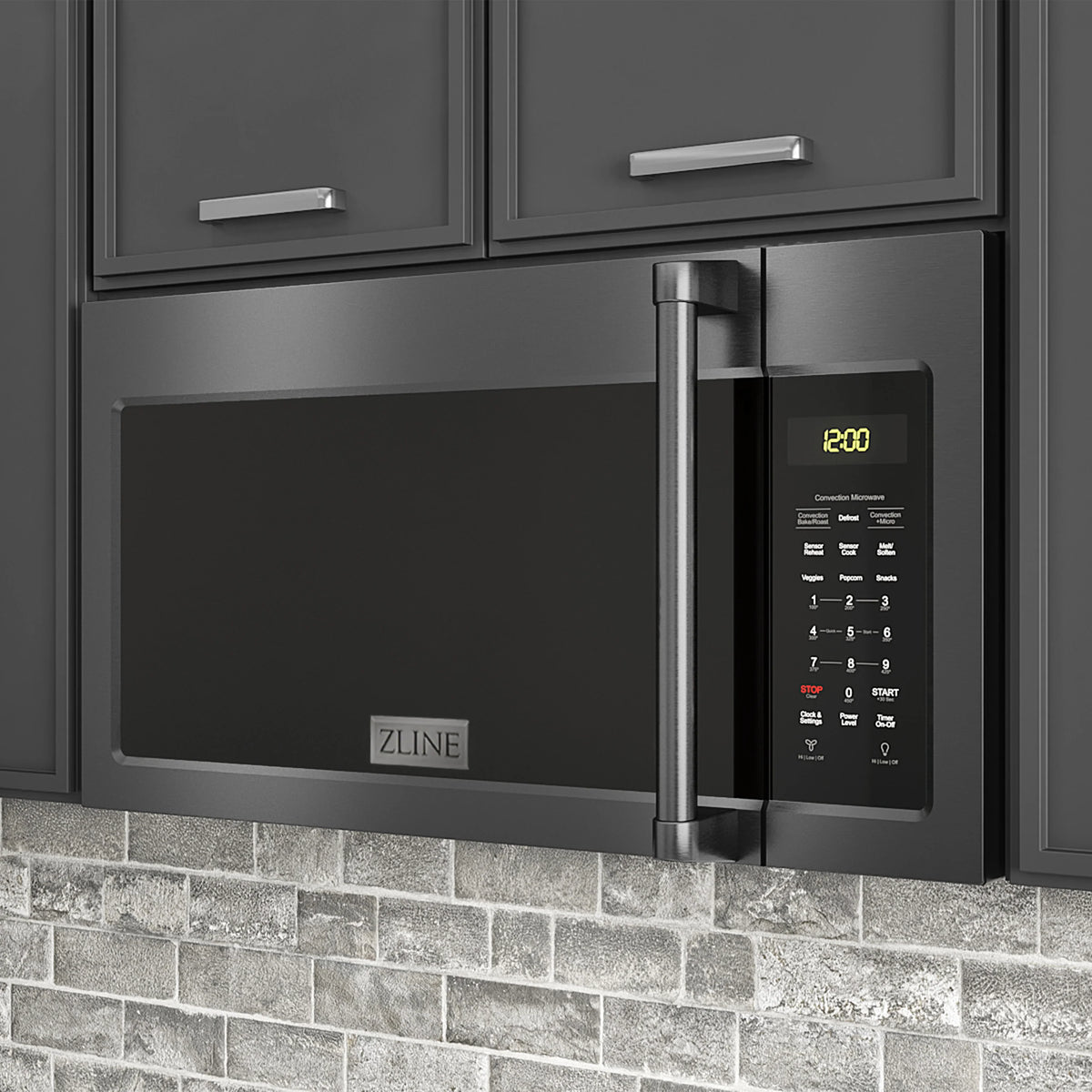 ZLINE - 1.5 cu. ft. Over the Range Convection Microwave Oven in Black Stainless Steel with Traditional Handle and Sensor Cooking