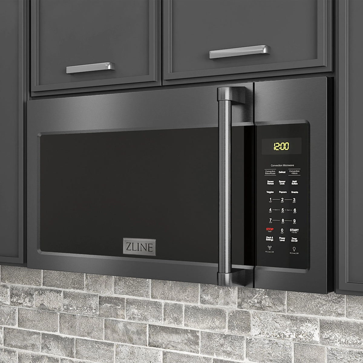 ZLINE 30&quot; Recirculating Over the Range Convection Microwave Oven, Traditional Handle, Charcoal Filters in Black Stainless Steel