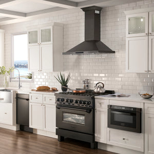 ZLINE - 30" Convertible Vent Wall Mount Range Hood in Black Stainless Steel with Crown Molding (BSKBNCRN-30)