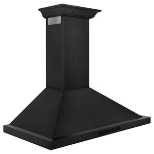 ZLINE - 30" Convertible Vent Wall Mount Range Hood in Black Stainless Steel with Crown Molding (BSKBNCRN-30)