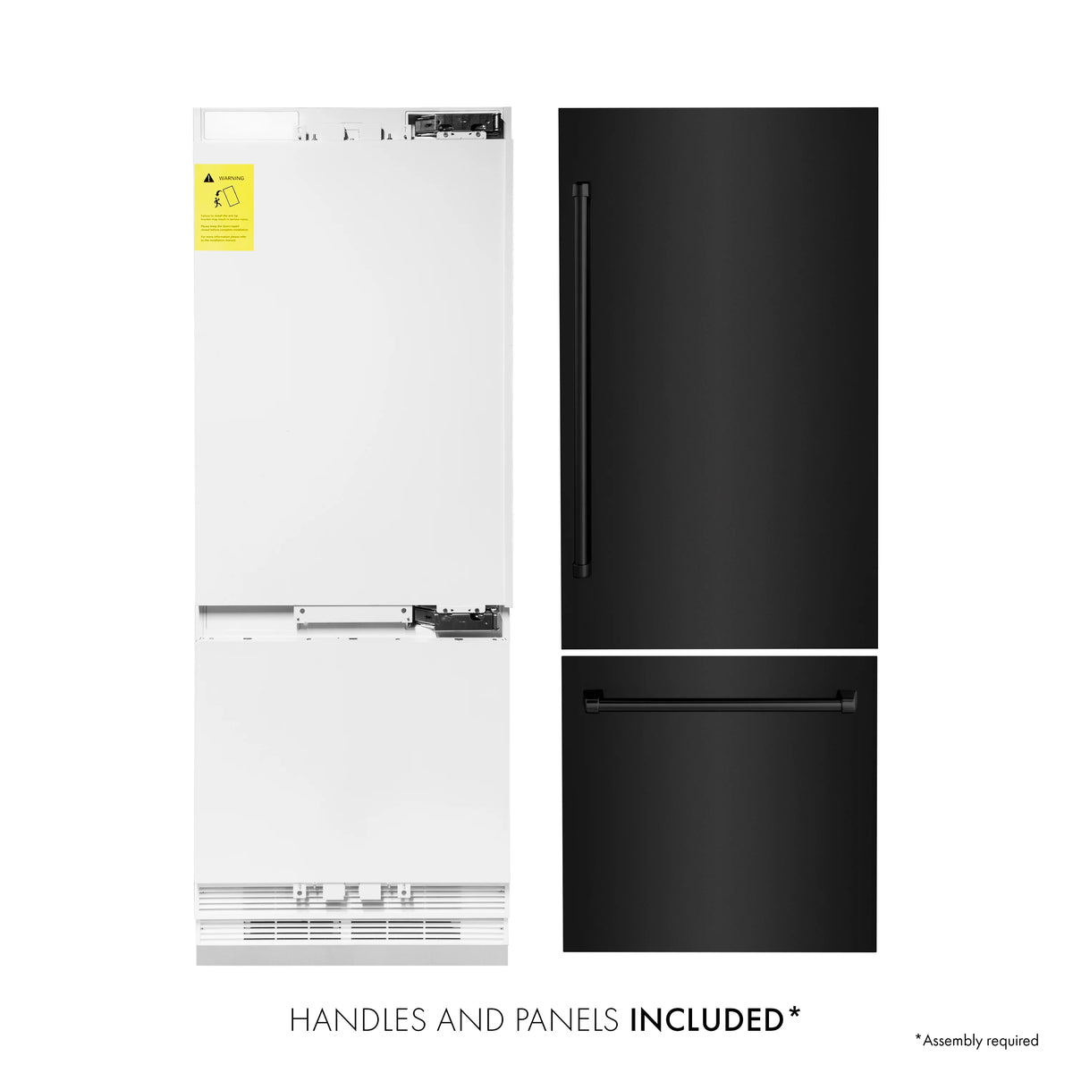 ZLINE 30&quot; 16.1 cu. ft. Built-In 2-Door Bottom Freezer Refrigerator with Internal Water and Ice Dispenser in Black Stainless Steel