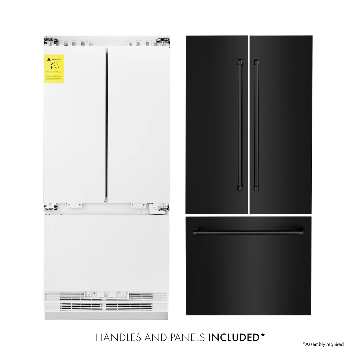 ZLINE - 36&quot; 19.6 cu. ft. Built-In 3-Door French Door Freezer Refrigerator with Internal Water and Ice Dispenser in Black Stainless Steel