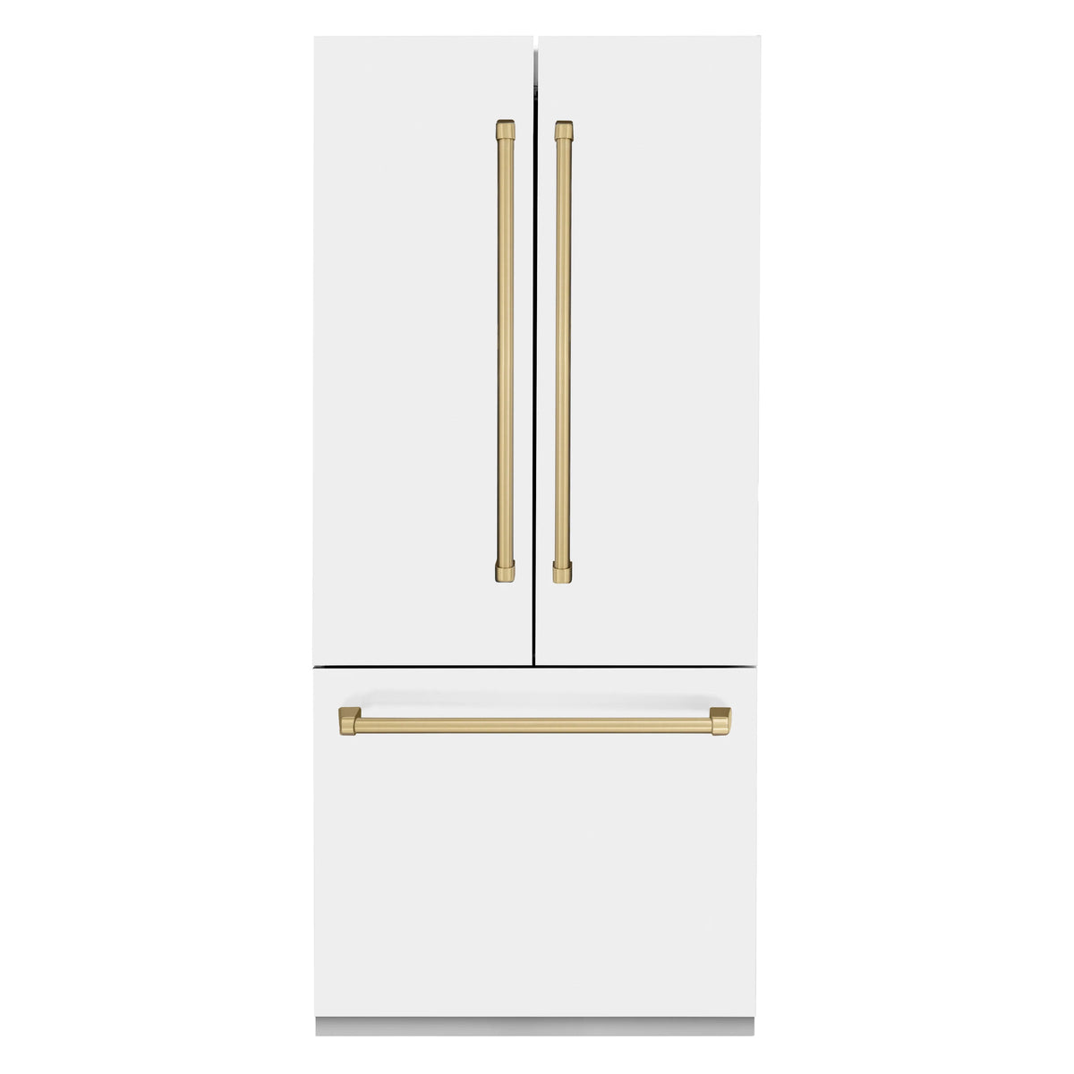 ZLINE - 36&quot; Autograph Edition 19.6 cu. ft. Built-in 3-Door French Door Refrigerator, Internal Water,Ice Dispenser, White Matte,Champagne Bronze Accents