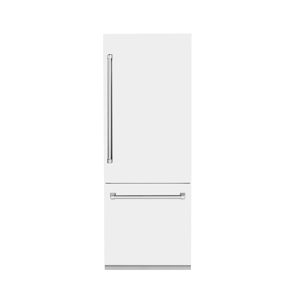 ZLINE 30&quot; 16.1 cu. ft. Built-In 2-Door Bottom Freezer Refrigerator, Internal Water, Ice Dispenser,White Matte