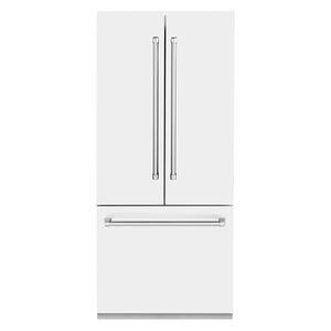 ZLINE 36" 19.6 cu. ft. Built-In 3-Door French Door Refrigerator, Internal Water,Ice Dispenser,White Matte