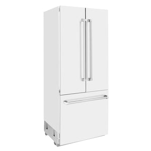 ZLINE 36" 19.6 cu. ft. Built-In 3-Door French Door Refrigerator, Internal Water,Ice Dispenser,White Matte