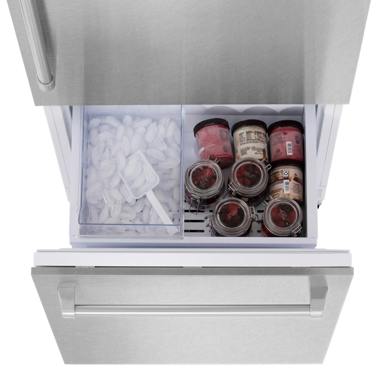 ZLINE 30&quot; 16.1 cu. ft. Built-In 2-Door Bottom Freezer Refrigerator, Internal Water, Ice Dispenser in Fingerprint Resistant Stainless Steel