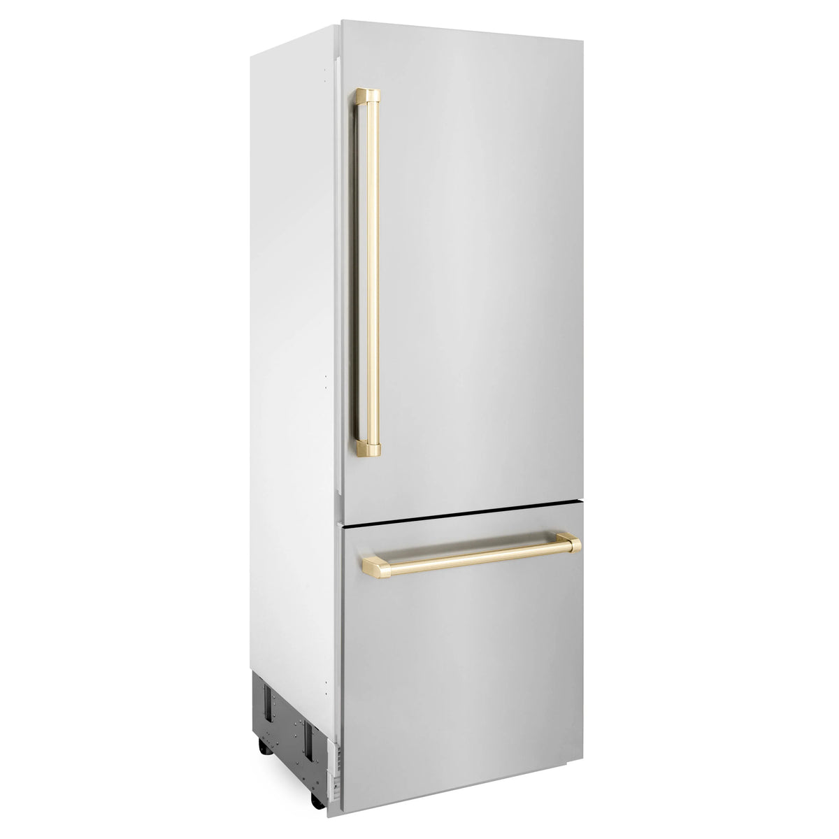 ZLINE 30” Autograph Edition 16.1 cu. ft.  2-Door Bottom Freezer Refrigerator, Internal Water, Ice Dispenser in Stainless Steel, Gold Accents