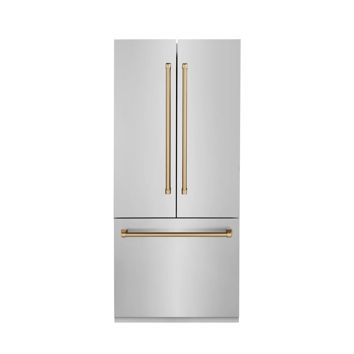ZLINE - 36” Autograph Edition 19.6 cu. ft. 2-Door Bottom Freezer Refrigerator, Internal Water, Ice Dispenser with Champagne Bronze Accents