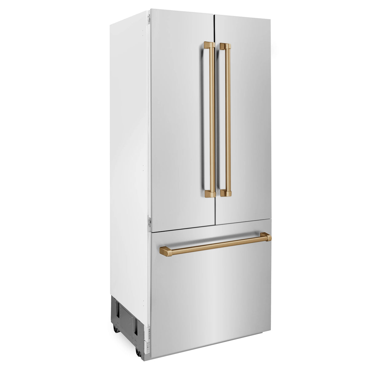 ZLINE - 36” Autograph Edition 19.6 cu. ft. 2-Door Bottom Freezer Refrigerator, Internal Water, Ice Dispenser with Champagne Bronze Accents